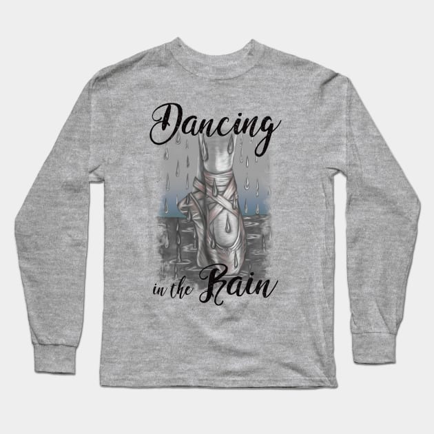 Dancing in the Rain on Light Long Sleeve T-Shirt by TAS Illustrations and More